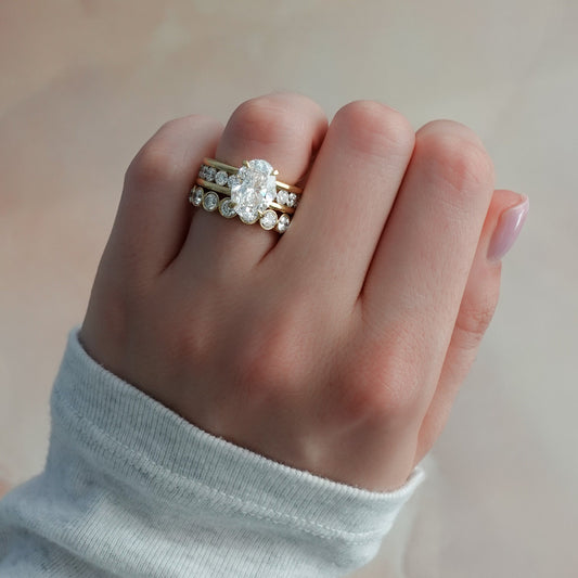 3 CT - 4 CT Oval Cut Lab grown Diamond Channel Setting Engagement Ring