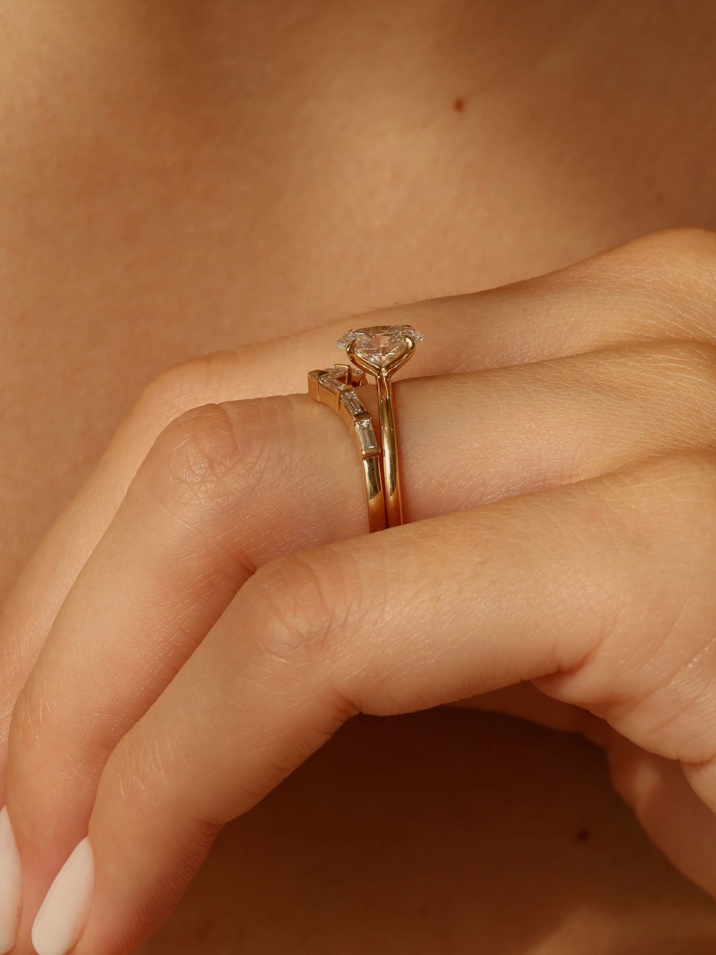 0.3 TCW Baguette CVD Diamond V-Shaped Wedding Band