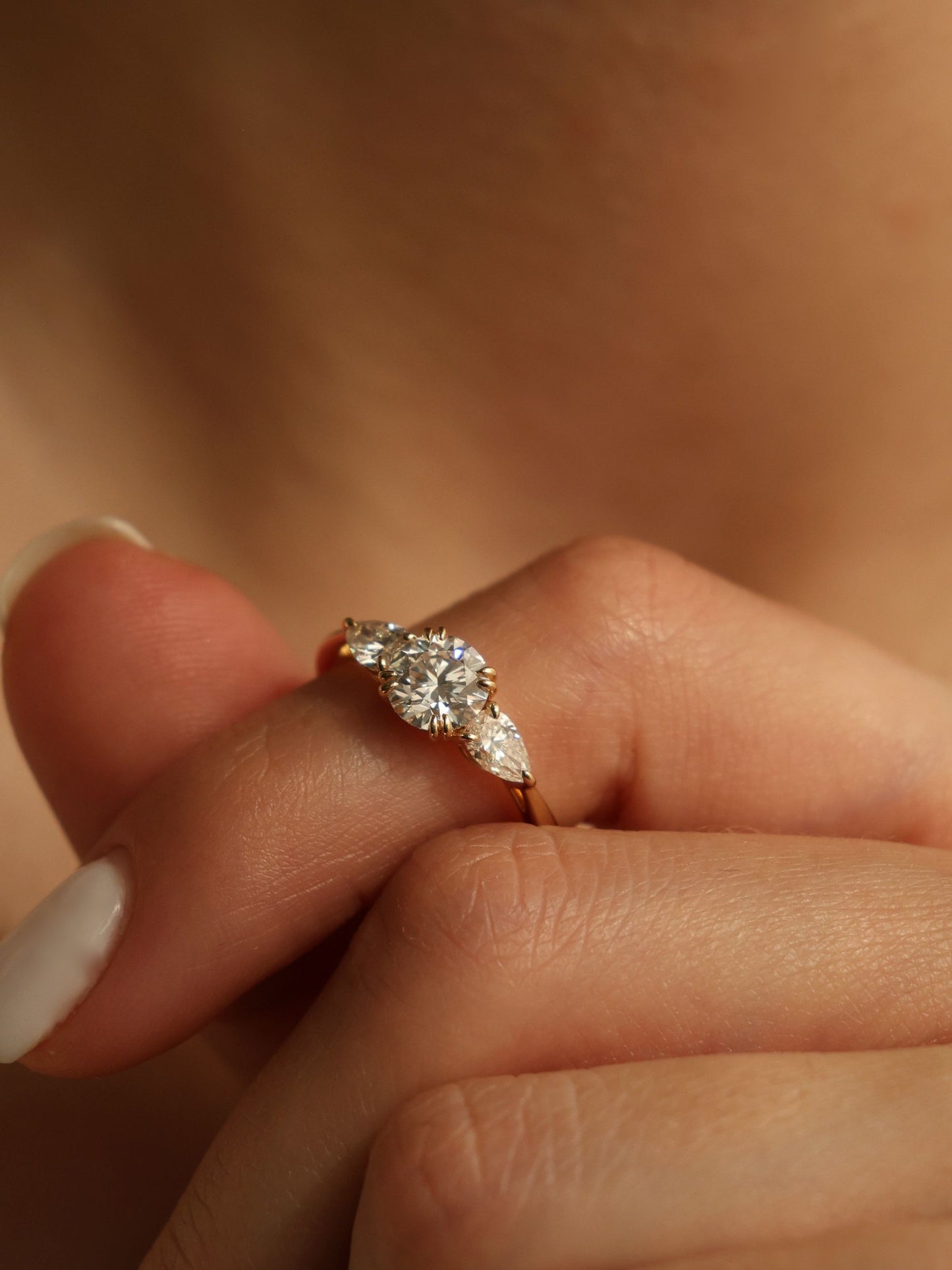 1 CT - 3 CT Round Cut Lab grown Diamond Three Stone Engagement Ring