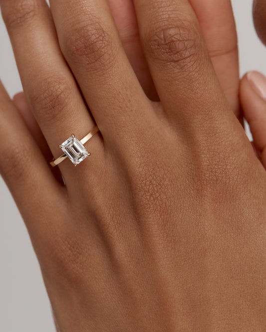 1.5 CT - 3.5 CT Emerald Cut Lab grown Diamond Solitaire Engagement Ring