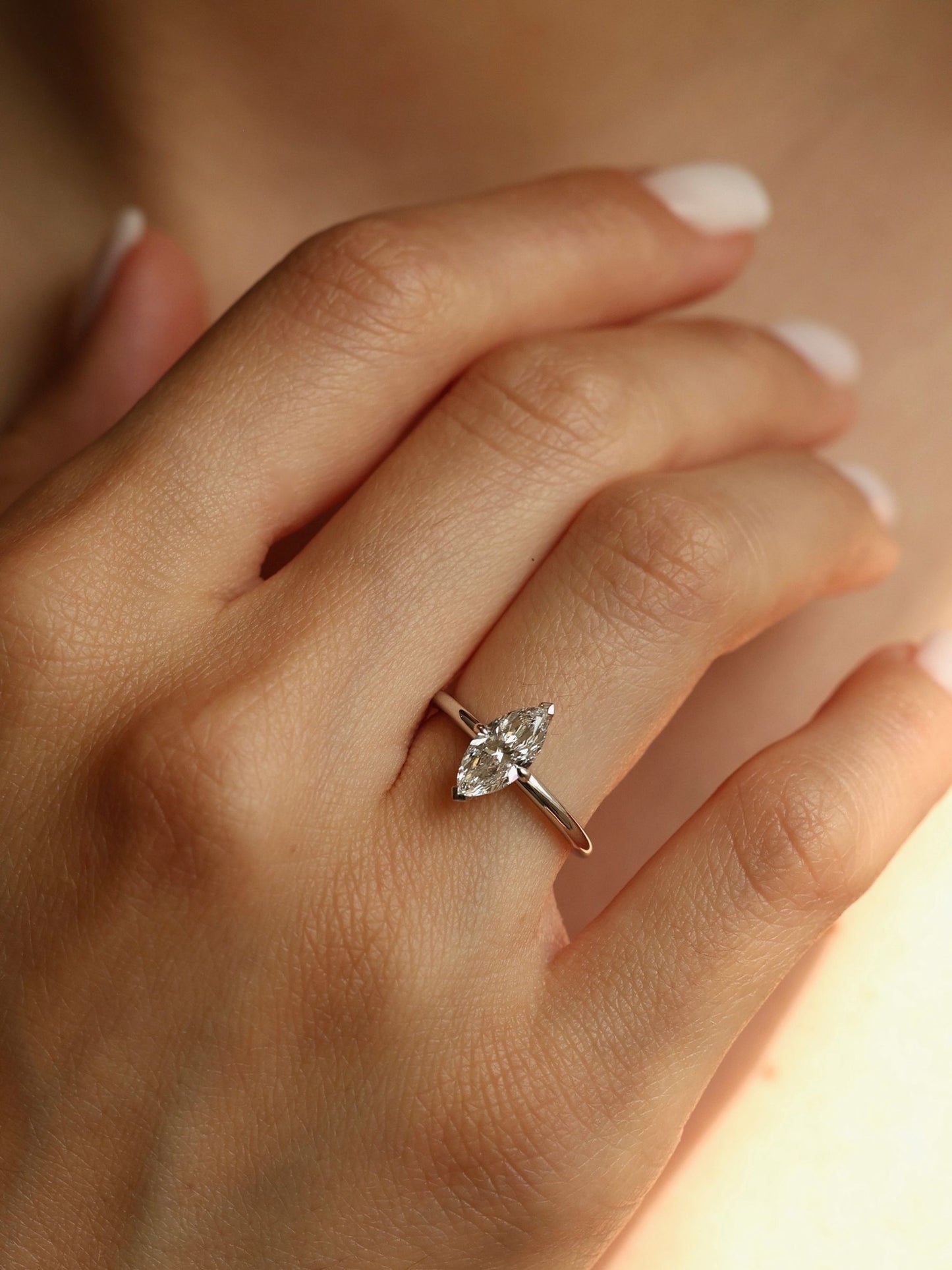 1 CT - 3 CT Marquise Cut Lab grown Diamond Solitaire Engagement Ring