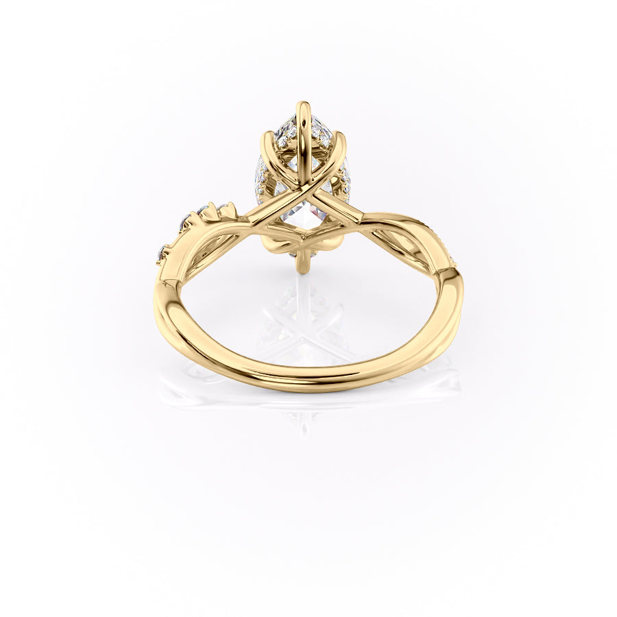 2 CT - 3 CT Marquise Cut Hidden Halo & Twisted Cluster Set Moissanite Engagement Ring