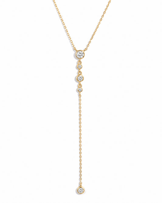 0.3 CT Round Moissanite Diamond Bezel Lariat Necklace