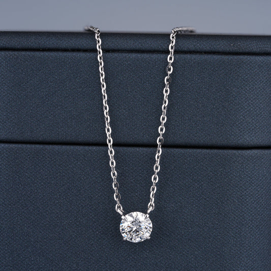 0.5 - 5.00 CT Round Cut Moissanite Diamond Solitaire Pendant Necklace