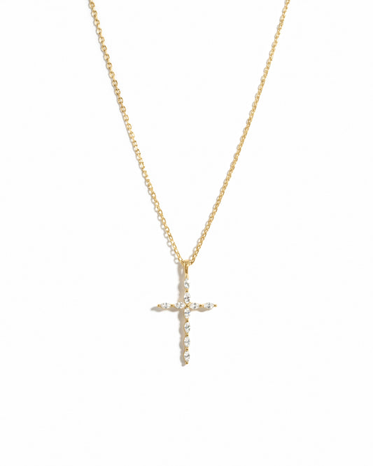 0.3 TCW Marquise Moissanite Diamond Cross Pendant Necklace