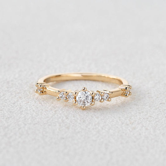 0.11 TCW Round Moissanite Scattered Wedding Band