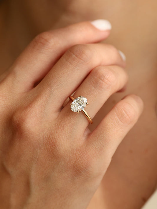1 CT - 3 CT Oval Cut Lab grown Diamond Solitaire Engagement Ring