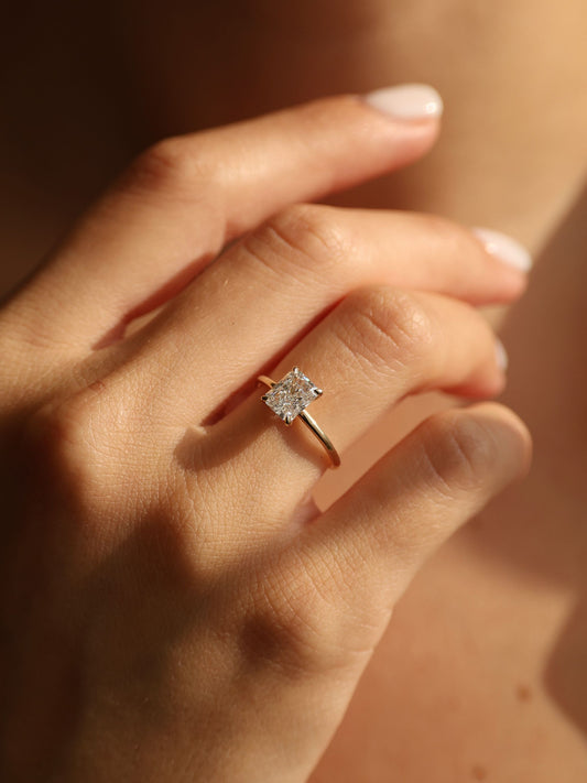 1.5 CT - 3.5 CT Radiant Cut Lab grown Diamond Solitaire Engagement Ring