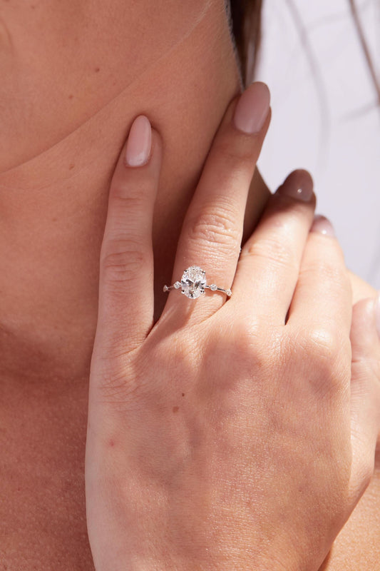 2 CT Oval Cut Dainty Moissanite Engagement Ring