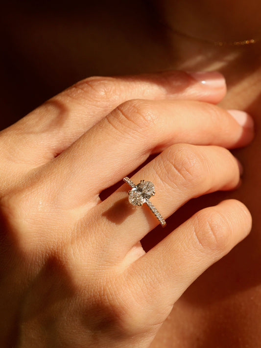 1.2 CT - 3.2 CT Oval Cut Lab grown Diamond Pave Engagement Ring