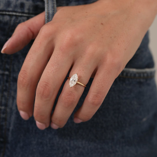 1 CT - 2 CT Marquise Cut Lab grown Diamond Solitaire Engagement Ring