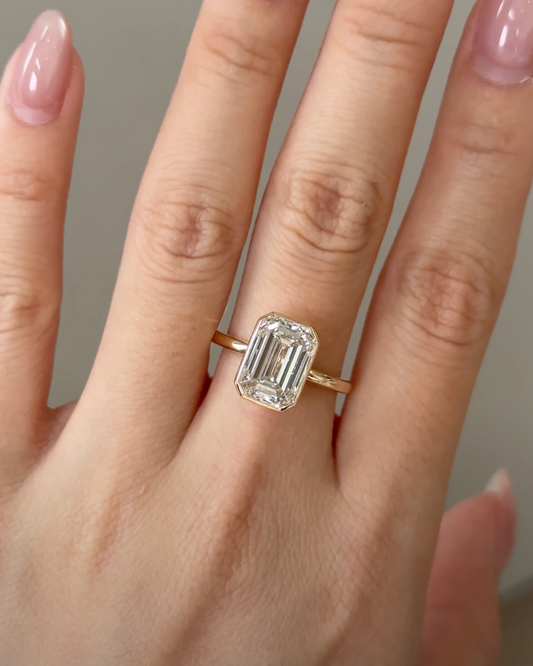 4 CT Emerald Lab grown Diamond Bezel Engagement Ring