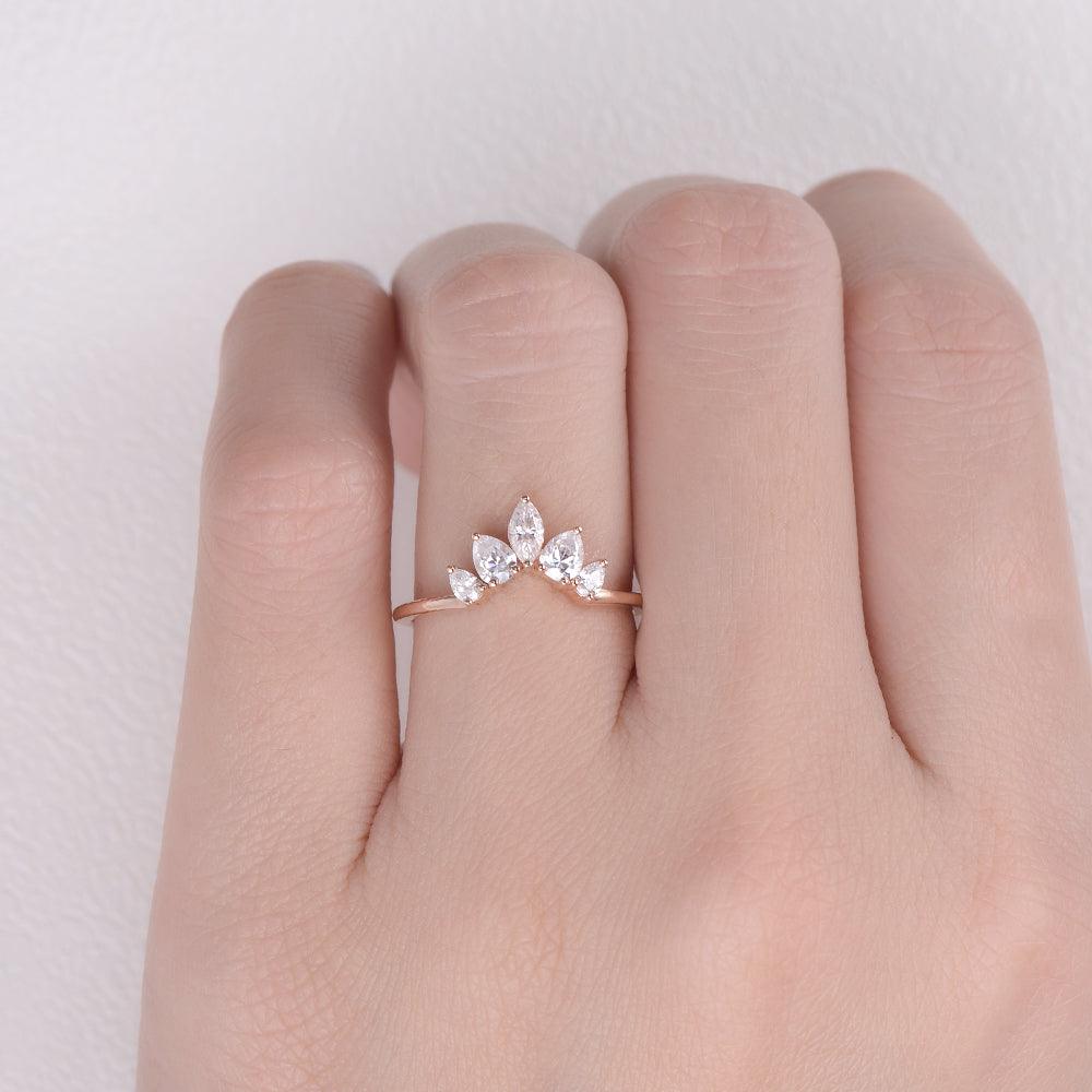 0.6 TCW Marquise Moissanite Curved Cluster Wedding Band