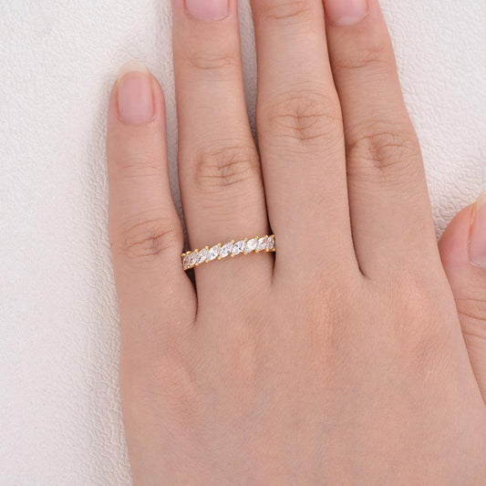 0.75 TCW Marquise Moissanite Full Eternity Wedding Band
