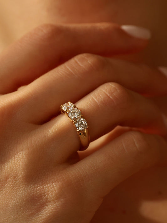 1.5 TCW Round Cut Lab grown Diamond Three Stone Engagement Ring