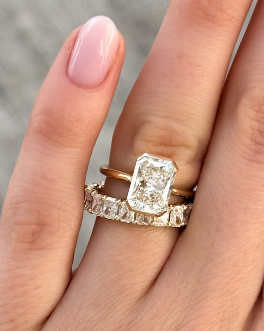 1.4 TCW Radiant CVD Diamond Petite Shared Prong Wedding Band