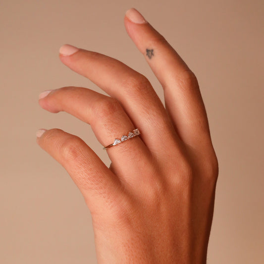 0.37 TCW Half Moon CVD Diamond Shared Prong Pave Wedding Band