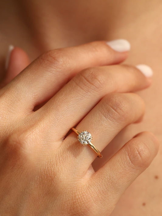 1 CT - 3 CT Round Cut Lab grown Diamond Solitaire & Double-Prong Engagement Ring