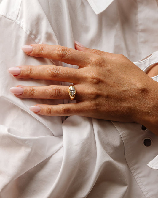 2.18 CT Marquise Cut Lab grown Diamond Flush Setting Engagement Ring