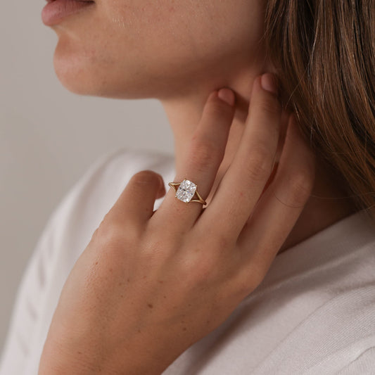 1 CT - 2 CT Oval Cut Lab grown Diamond Split Shank Solitaire Engagement Ring