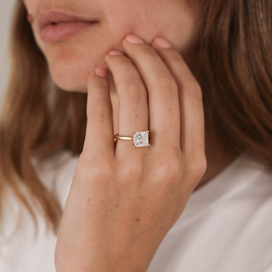 1.15 CT - 3 CT Princess Cut Lab grown Diamond Solitaire Engagement Ring