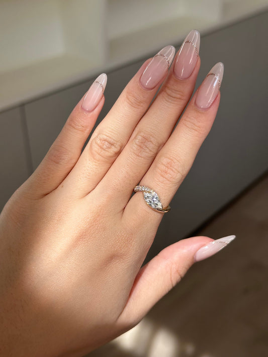 1.1 CT Marquise Cut Lab grown Diamond Twisted Pave Engagement Ring