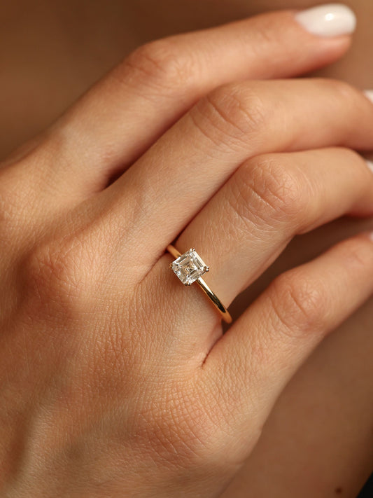 1.20 CT - 3.20 CT Asscher Cut Lab grown Diamond Solitaire Engagement Ring