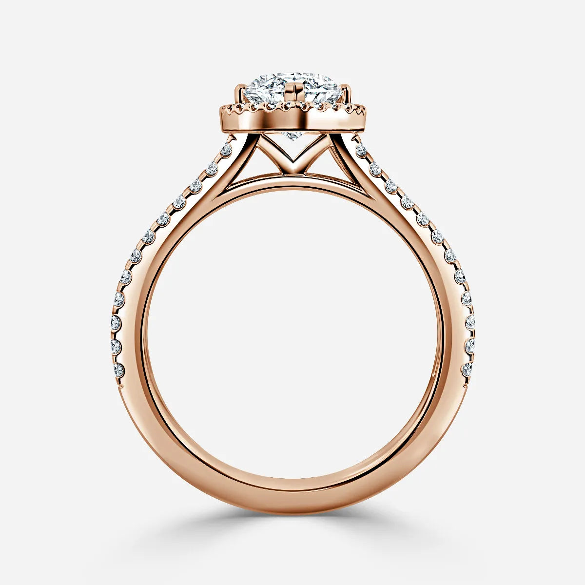 3 CT Marquise Cut Split Shank Halo Pave Moissanite Engagement Ring