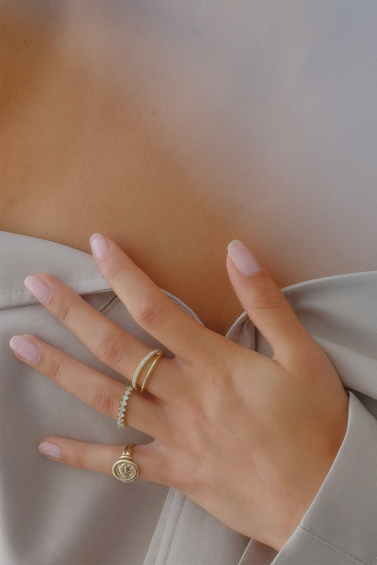 0.28 TCW Round Moissanite Double Band Half Eternity Wedding Band