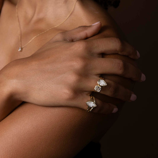 1.5 CT - 2.5 CT Marquise Cut Bezel Split Shank Solitaire Moissanite Engagement Ring