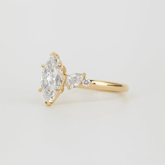 1.52 CT - 2.52 CT Marquise Cut Lab grown Diamond Cluster Engagement Ring