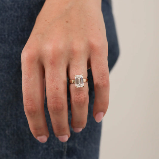 1 CT - 2 CT Emerald Cut Lab grown Diamond Solitaire Engagement Ring