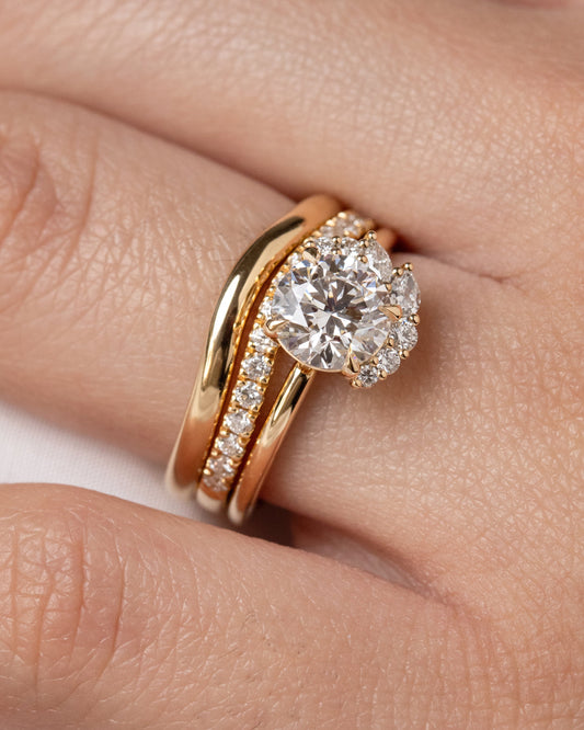 1.24 CT - 3.24 CT Round Brilliant Cut Lab grown Diamond Cluster Engagement Ring