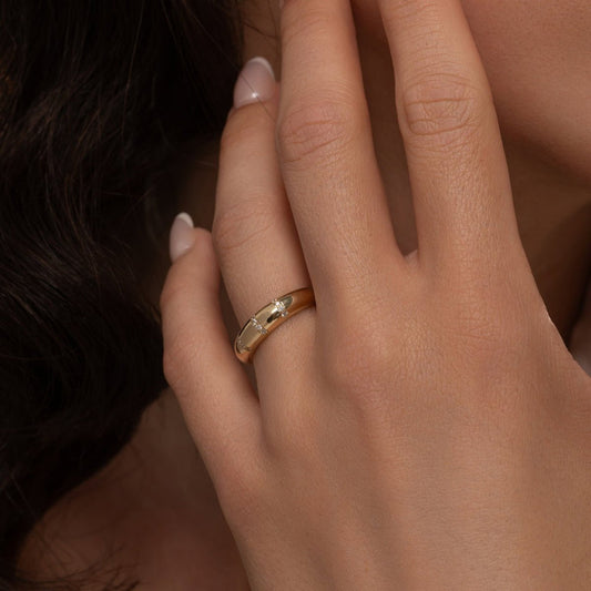 0.08 TCW Round Moissanite Pave Unique Wedding Band