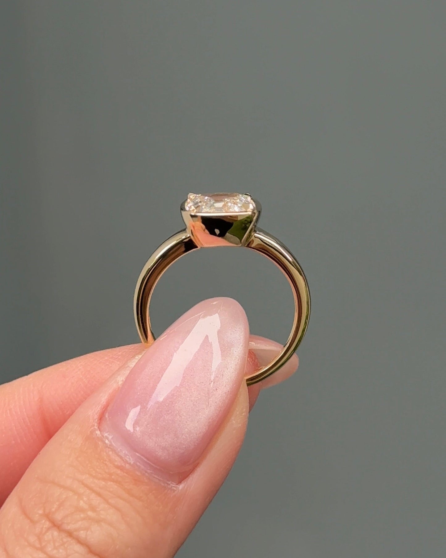 2.13 CT Cushion Cut Lab grown Diamond Bezel Engagement Ring