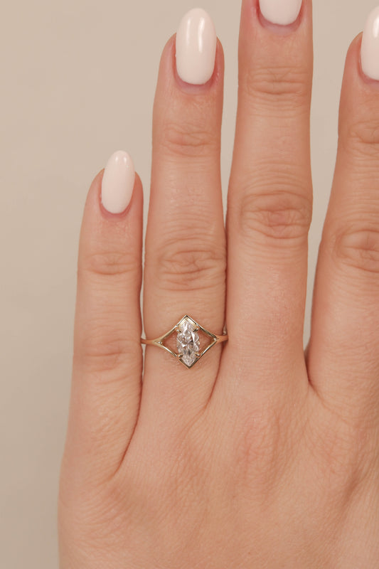 1.2 CT Marquise Cut Lab grown Diamond Split Shank Solitaire Engagement Ring