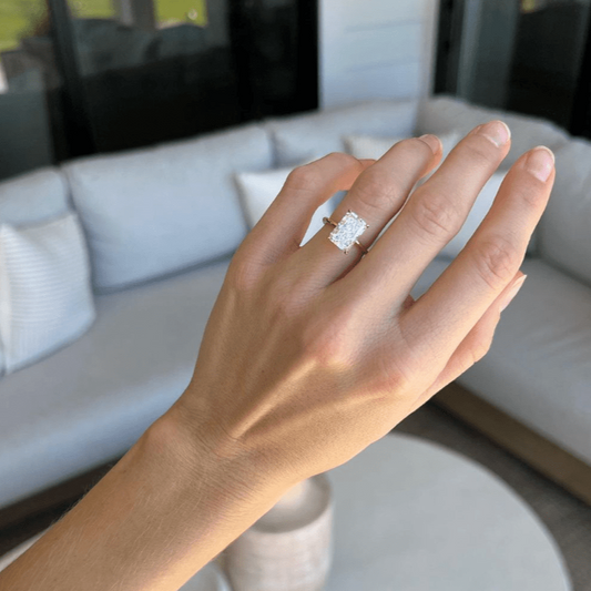 1 CT - 3 CT Radiant Cut Lab grown Diamond Solitaire Engagement Ring