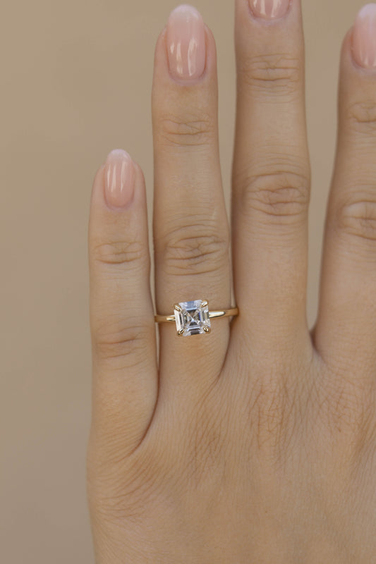 1.25 CT - 3 CT Asscher Cut Lab grown Diamond Solitaire Engagement Ring