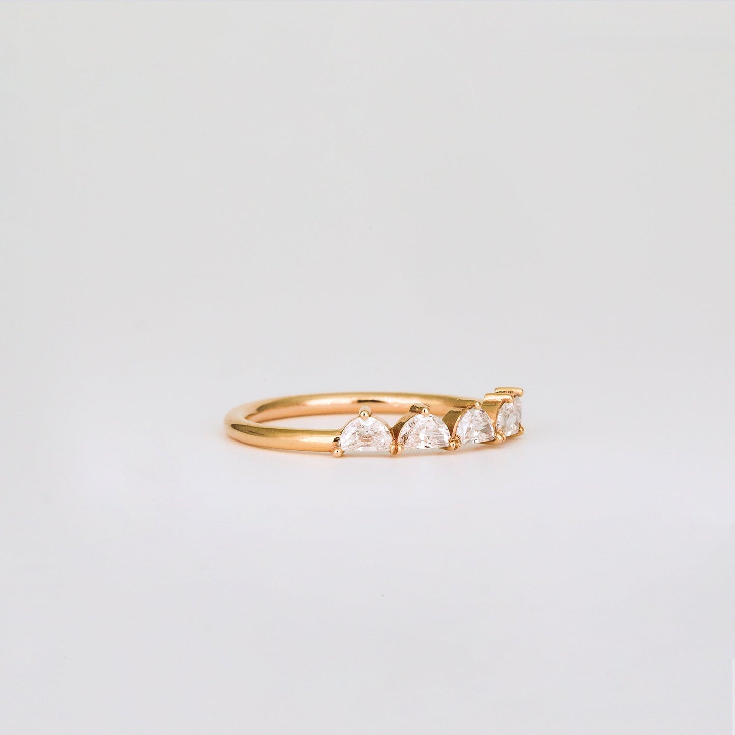 0.37 TCW Half Moon CVD Diamond Shared Prong Pave Wedding Band