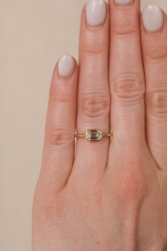 1 CT - 3 CT Emerald Cut Lab grown Diamond Bezel Setting Solitaire Engagement Ring