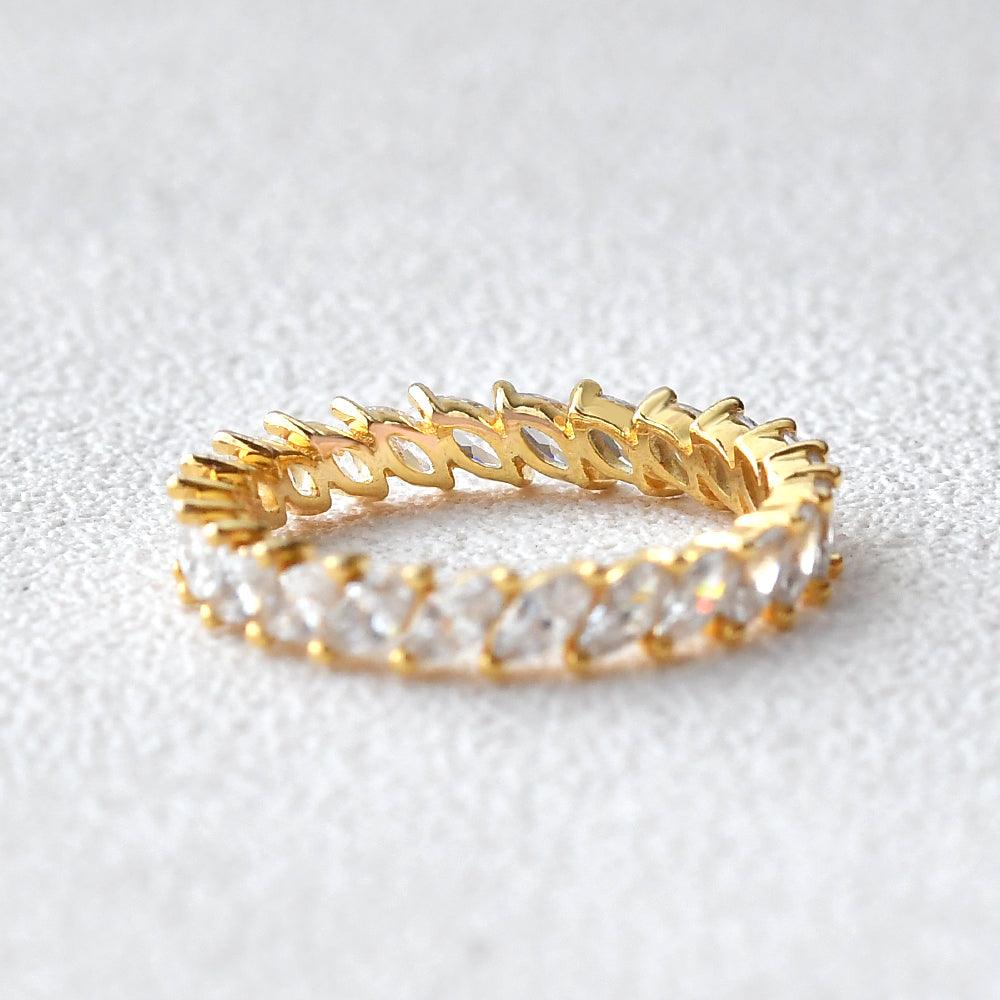 0.75 TCW Marquise Moissanite Full Eternity Wedding Band