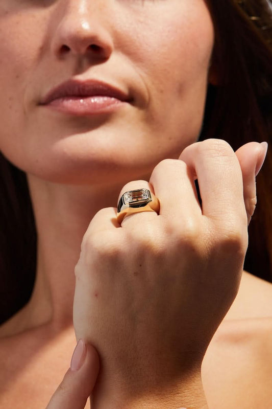 3 CT Emerald Cut Flush Set Moissanite Engagement Ring