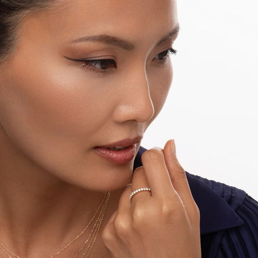 0.42 TCW Round Moissanite Half Eternity Wedding Band