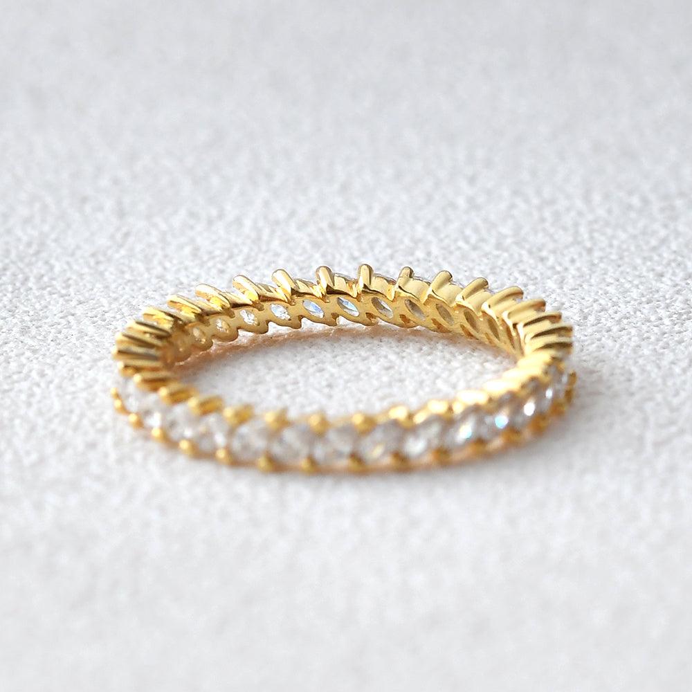 0.7 TCW Marquise Moissanite Full Eternity Wedding Band