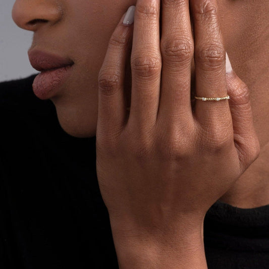 0.075 TCW Round Moissanite Dainty Style Unique Wedding Band