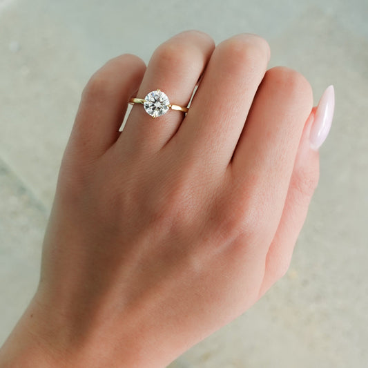 1 CT - 3 CT Round Cut Lab grown Diamond Hidden Halo Engagement Ring