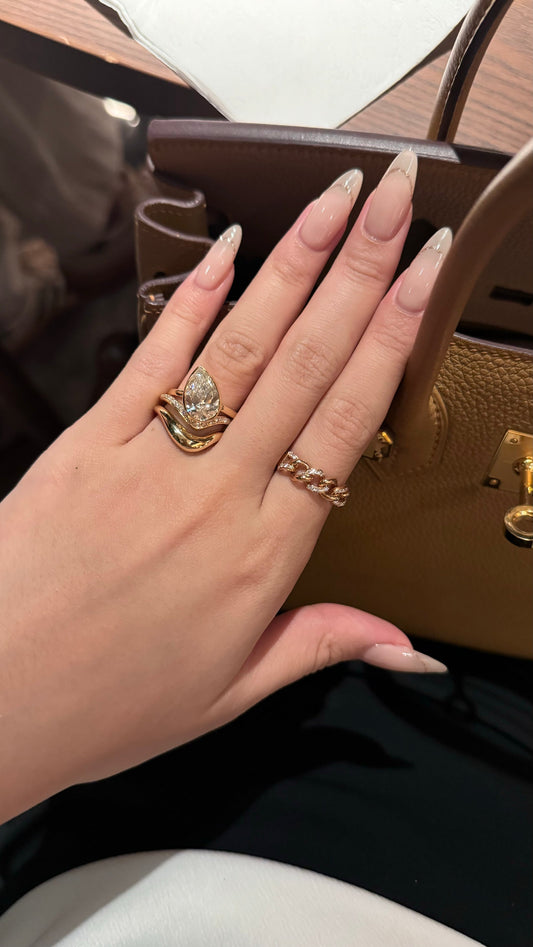 3 CT Pear Lab grown Diamond Bezel Engagement Ring