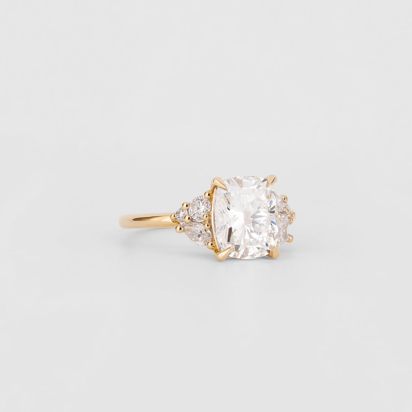 2.51 CT - 3.51 CT Elongated Cushion Cut Lab grown Diamond Cluster Engagement Ring