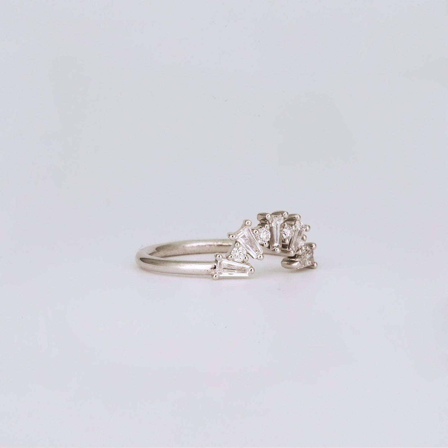 0.48 TCW Tapered Baguette & Round CVD Diamond Fire Cracker Curved Wedding Band