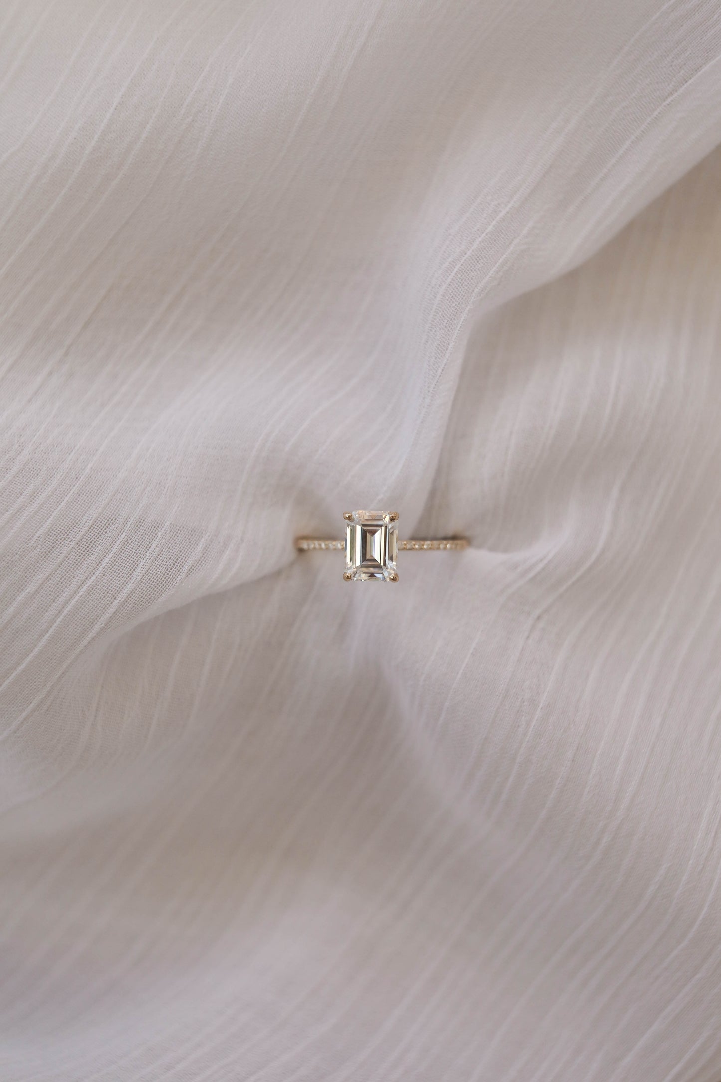 1 CT - 3 CT Emerald Cut Lab grown Diamond Pave Engagement Ring